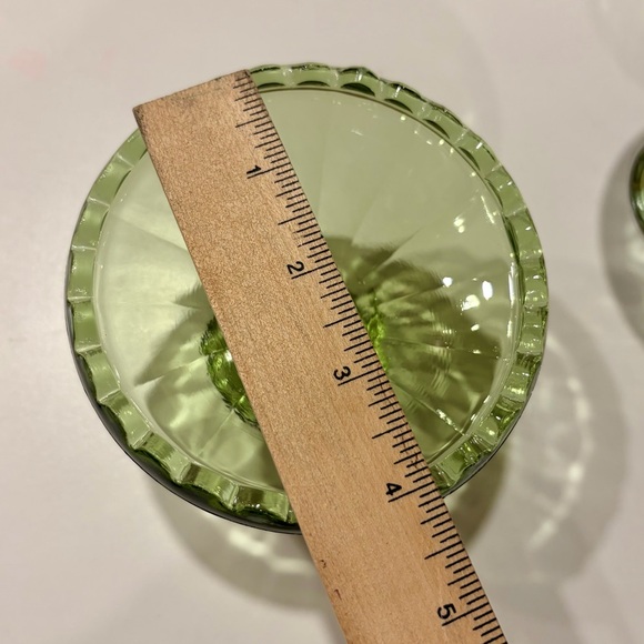 Pair of Vintage green Glass Pedestal Dish Candy Dish Jewelry Dish - Picture 6 of 6